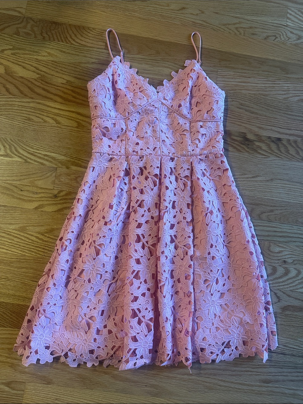 Adelyn Rae Pink Floral Lace Fit & Flare Dress